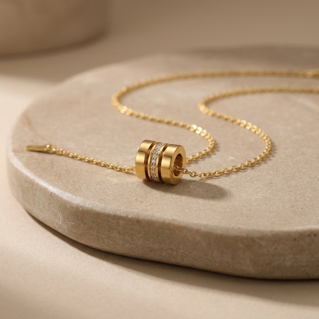 Pave Roller Pendant Necklace