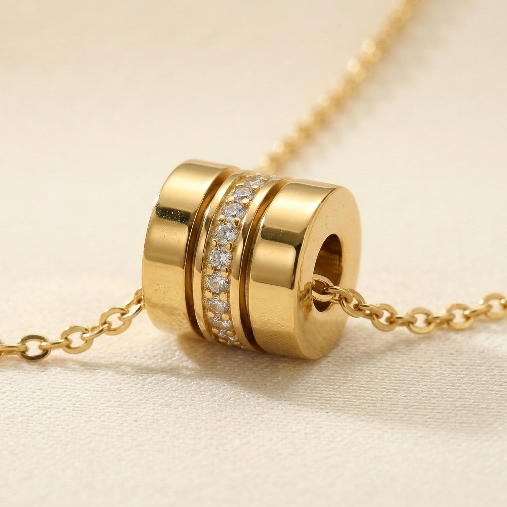 Pave Roller Pendant Necklace