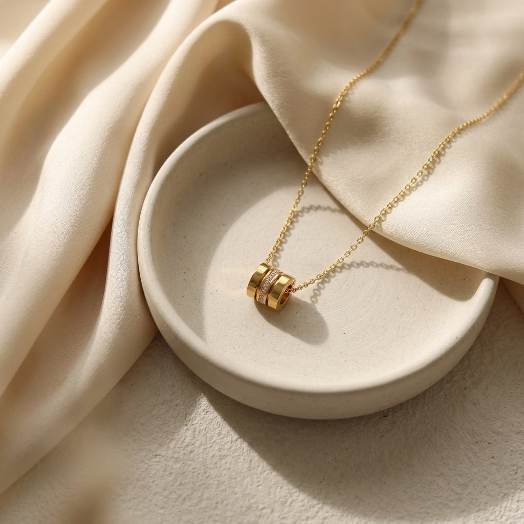 Pave Roller Pendant Necklace