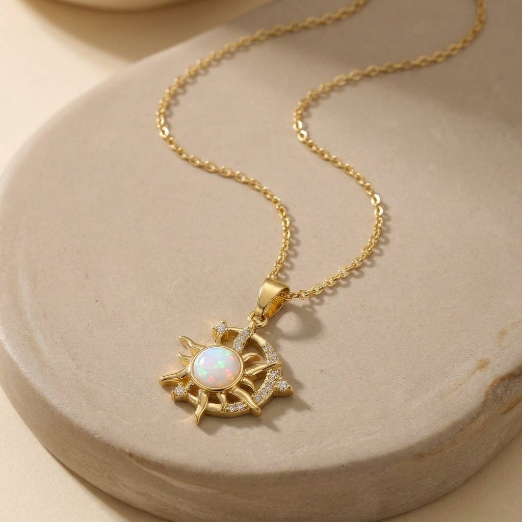 Iridescent Sun Pendant Necklace
