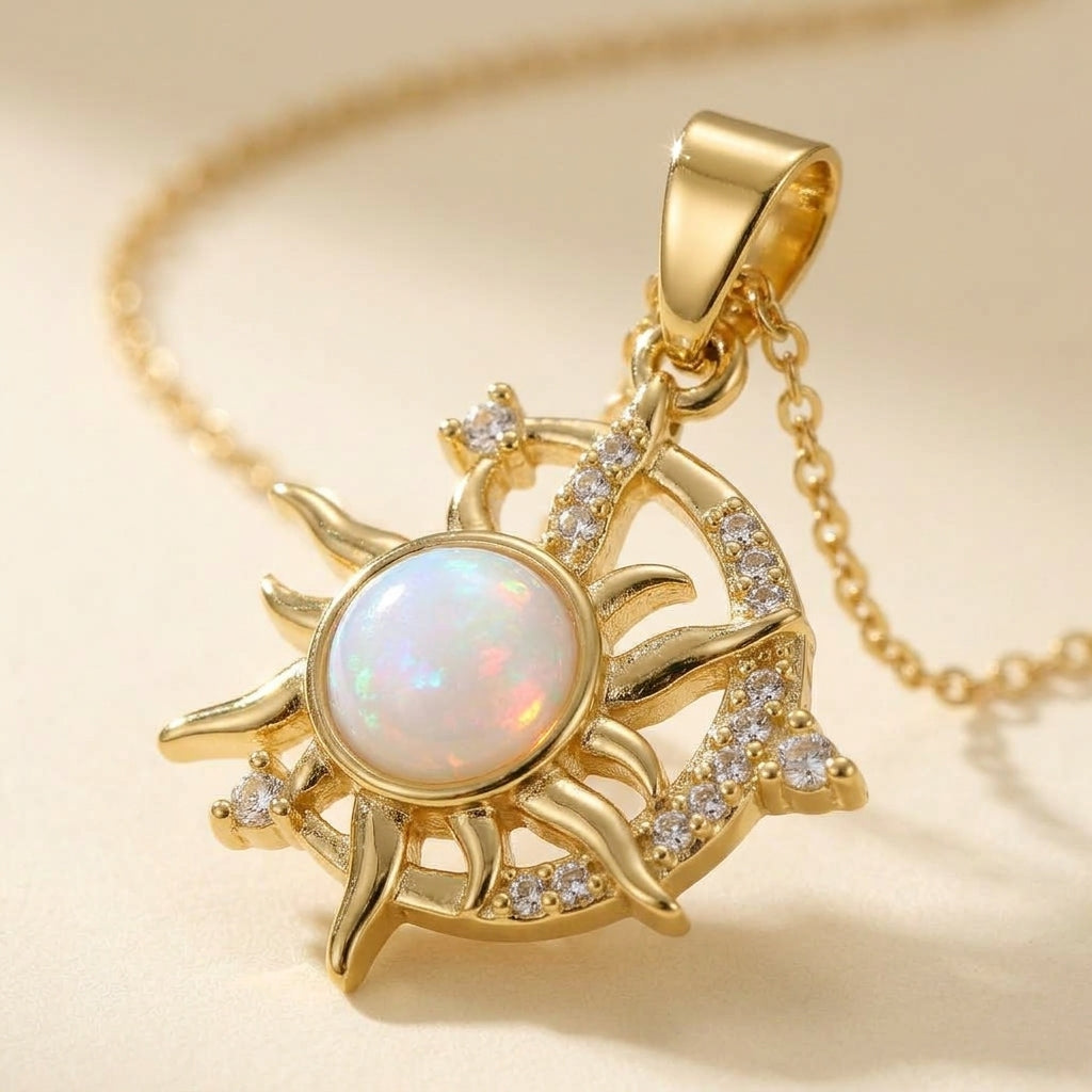 Iridescent Sun Pendant Necklace