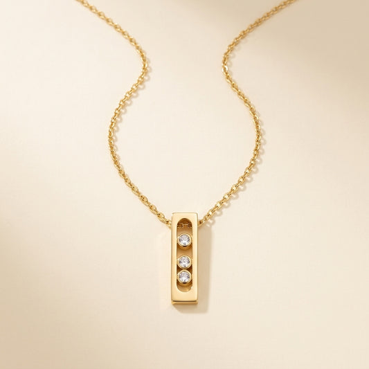 Three-Stone Bar Pendant Necklace