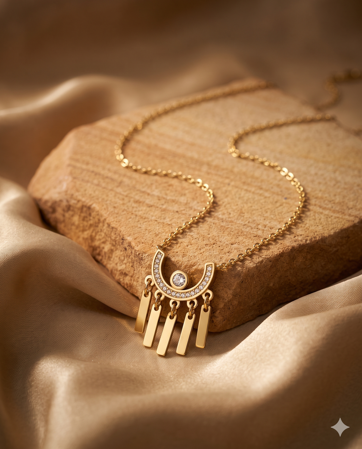 Fringe Arc Pendant Necklace