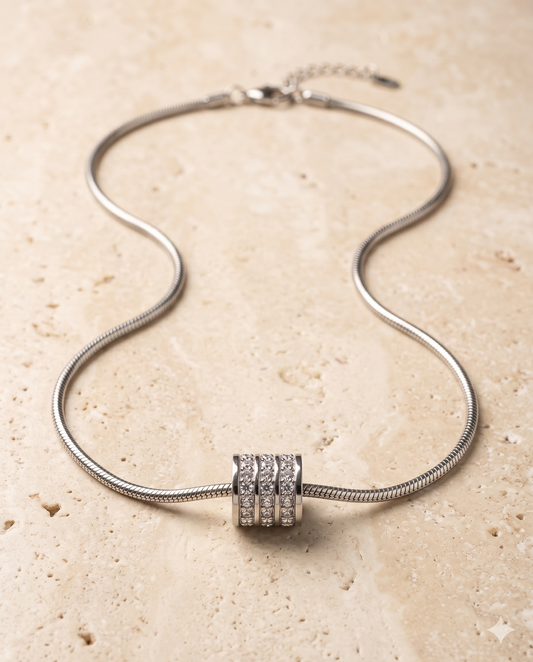 Snake Chain Pave Roller Necklace