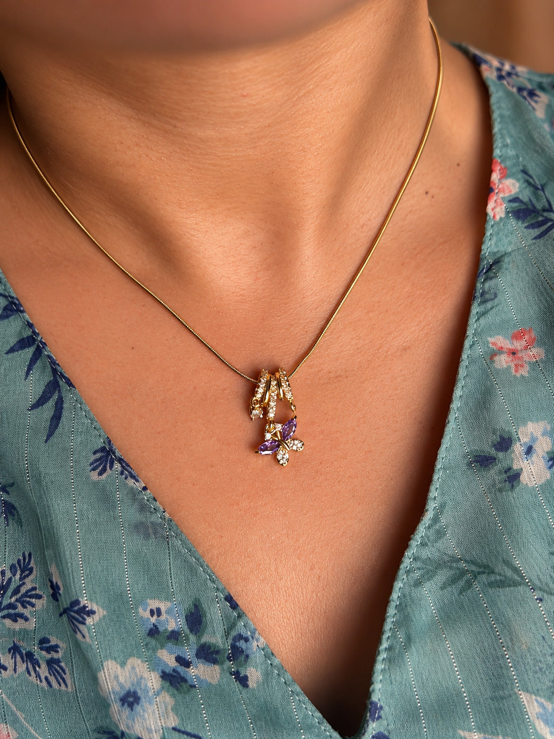 Lilac Bouquet Pendant Necklace