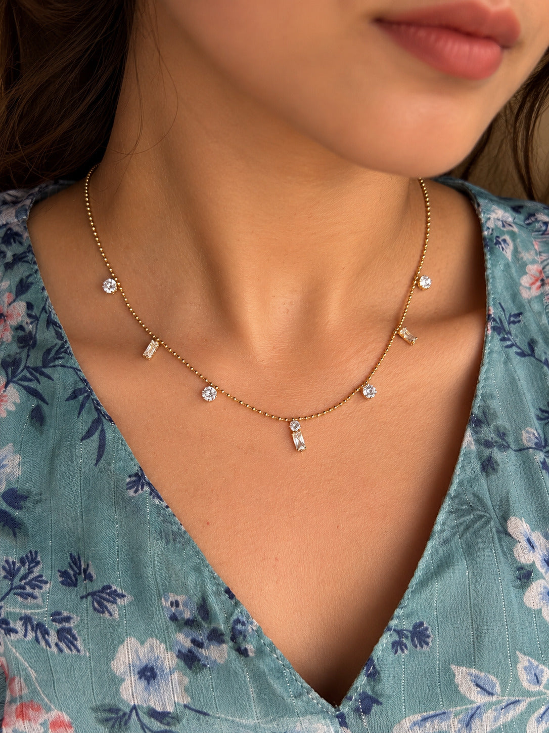 Baguette Charm Drop Necklace