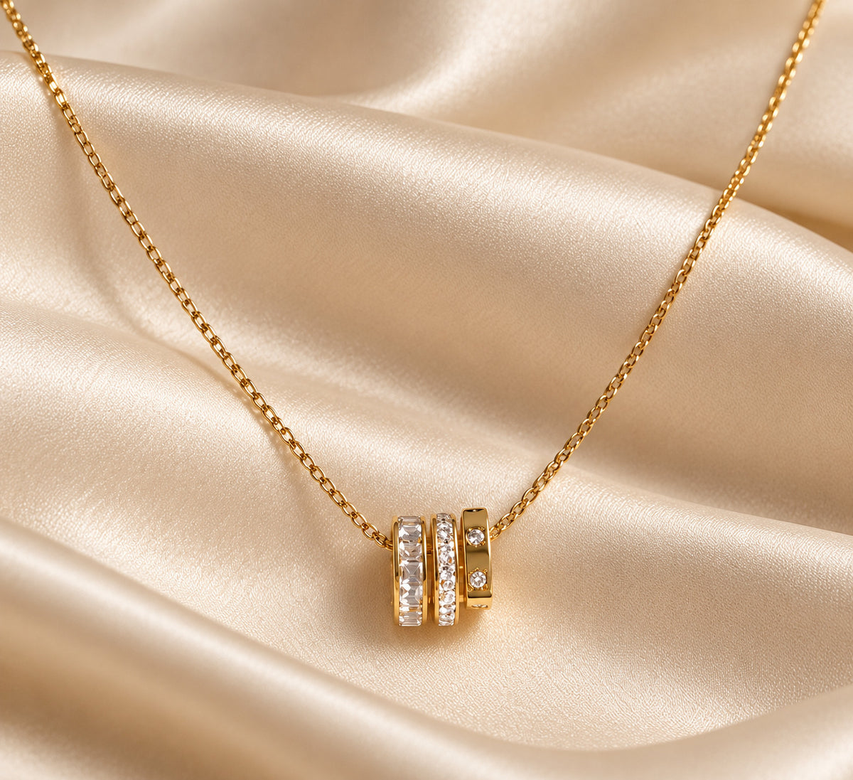 Triple Roller Charm Necklace
