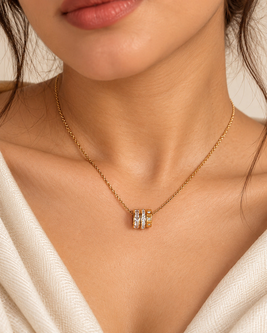 Triple Roller Charm Necklace