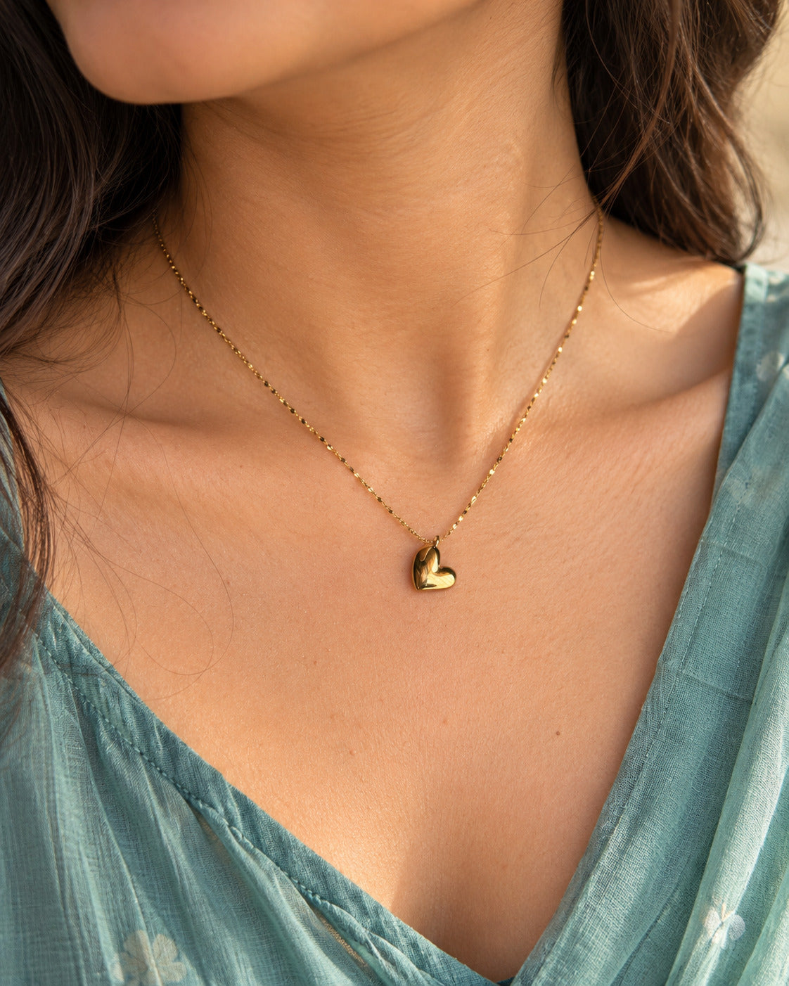 Puff Heart Pendant Necklace