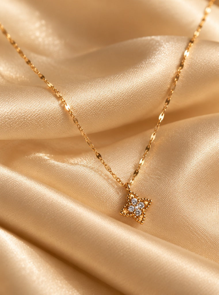 Square Crystal Pendant Necklace