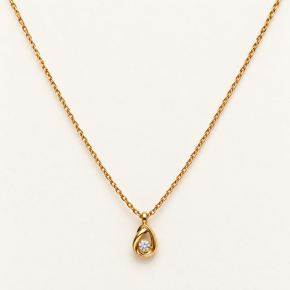 Teardrop Solitaire Pendant Necklace