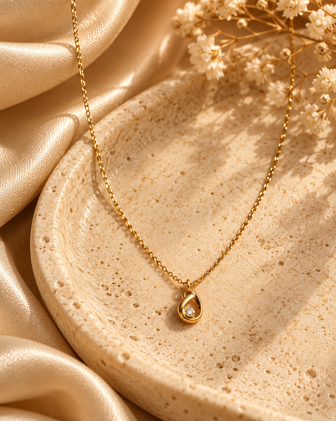 Teardrop Solitaire Pendant Necklace