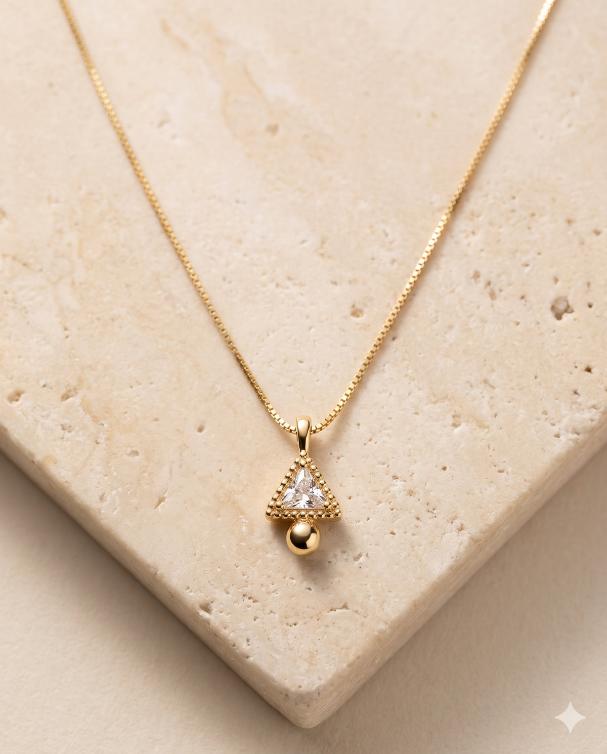 Trillion Stone Pendant with Bead Drop