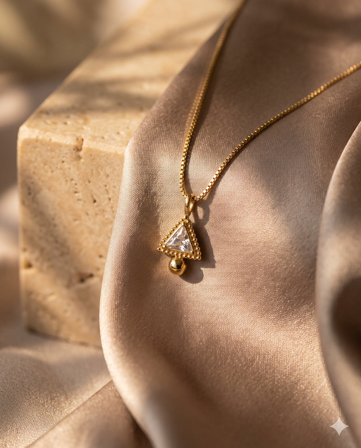 Trillion Stone Pendant with Bead Drop