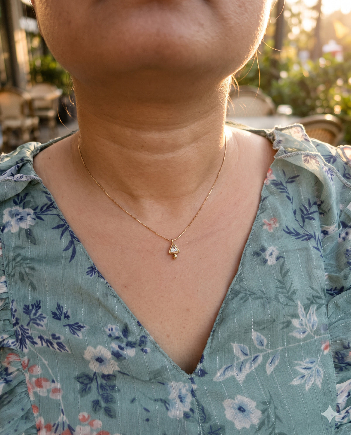 Trillion Stone Pendant with Bead Drop