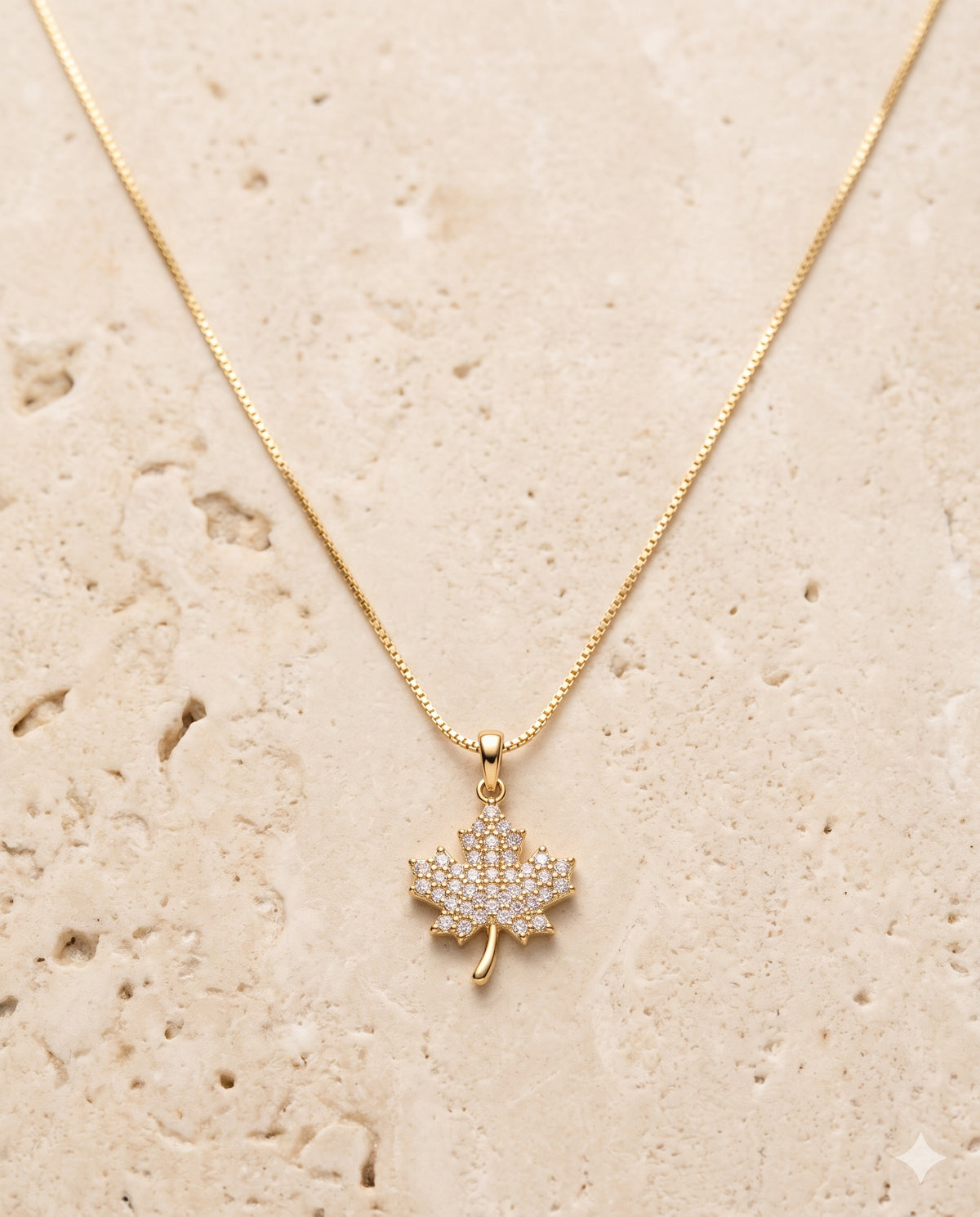 Pave Maple Leaf Pendant Necklace