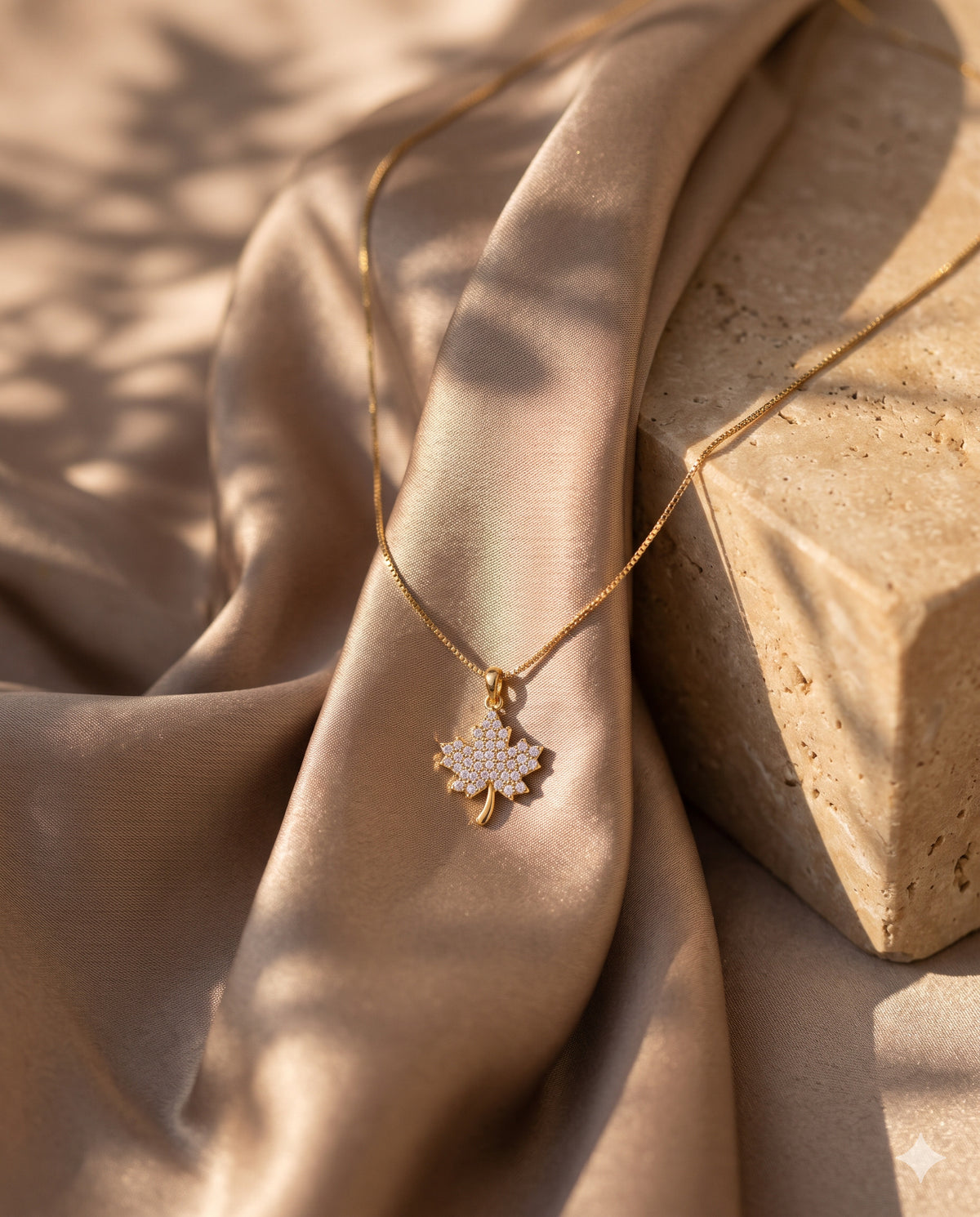 Pave Maple Leaf Pendant Necklace