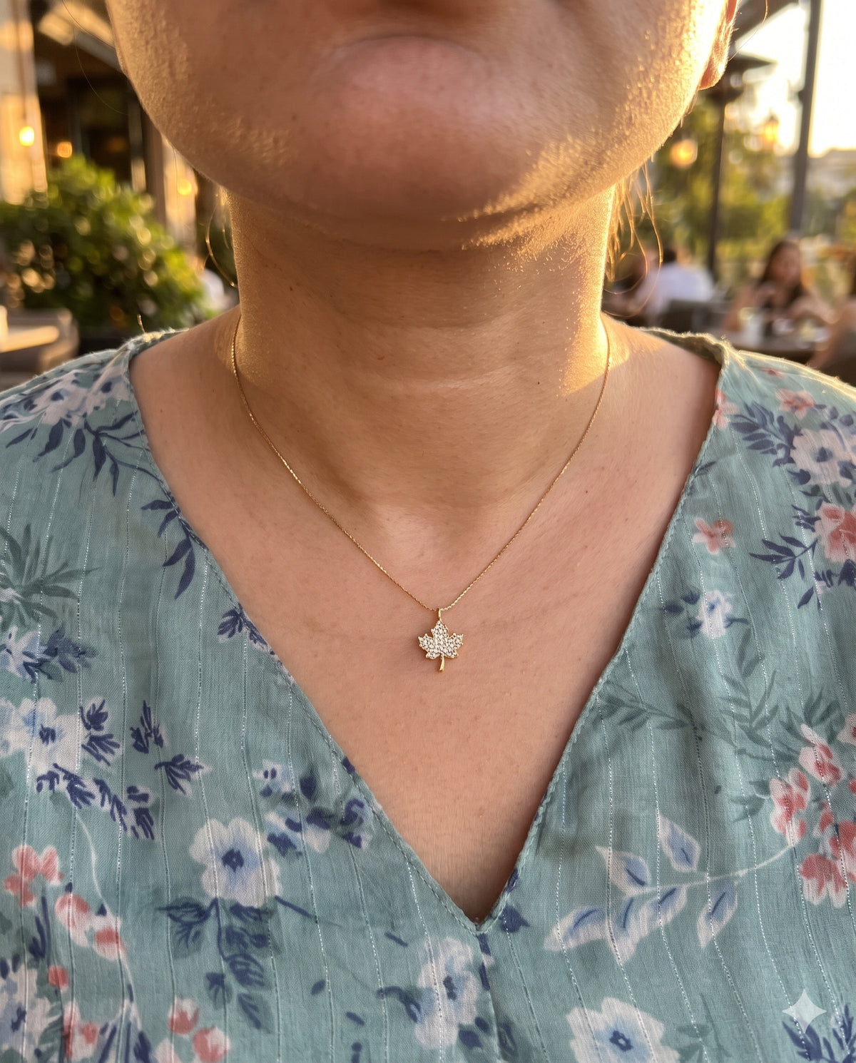 Pave Maple Leaf Pendant Necklace