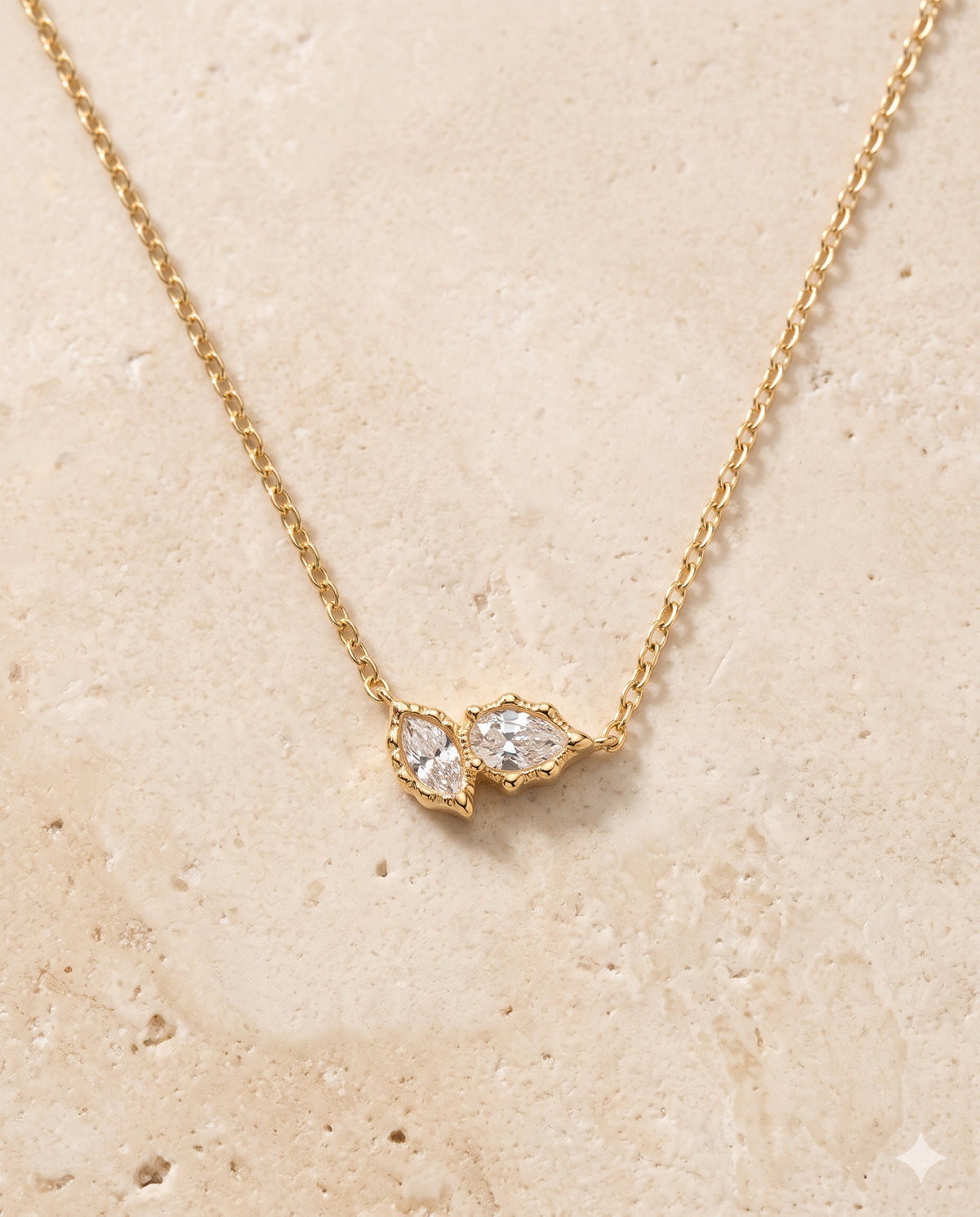 Marquise and Pear Two-Stone Necklace