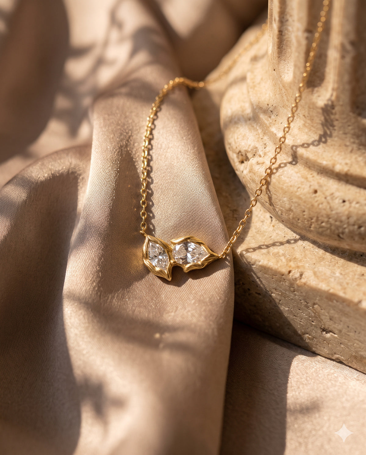 Marquise and Pear Two-Stone Necklace