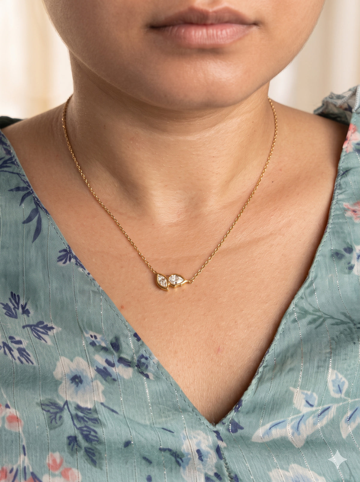 Marquise and Pear Two-Stone Necklace