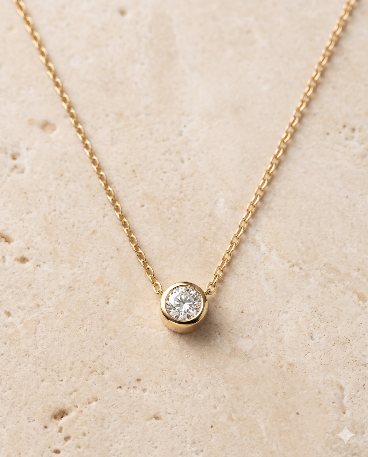 Bezel Solitaire Pendant Necklace