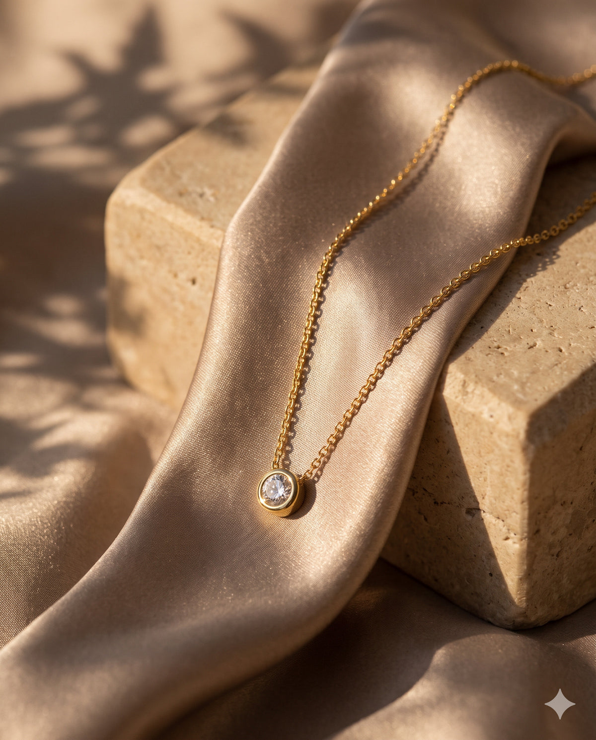 Bezel Solitaire Pendant Necklace