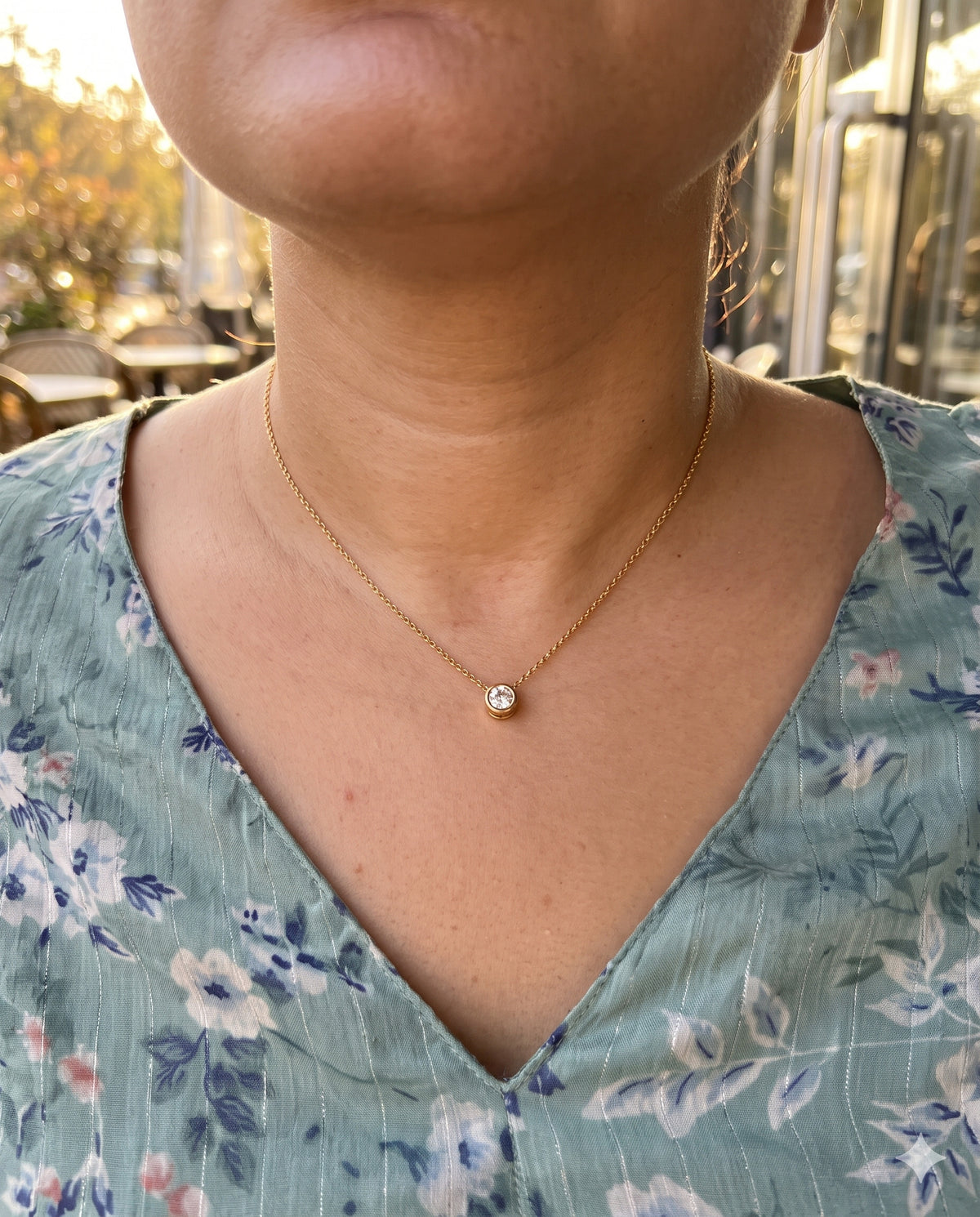 Bezel Solitaire Pendant Necklace
