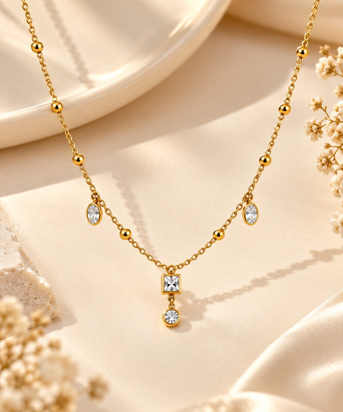 Crystal Drop Station Necklace