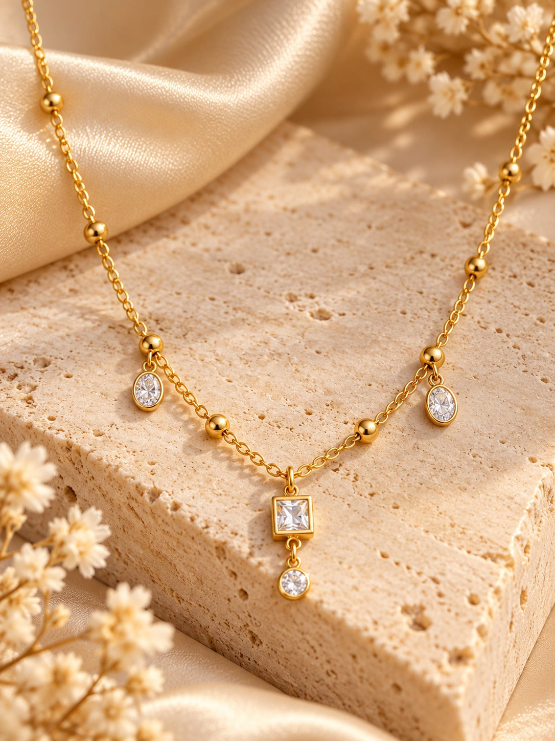 Crystal Drop Station Necklace