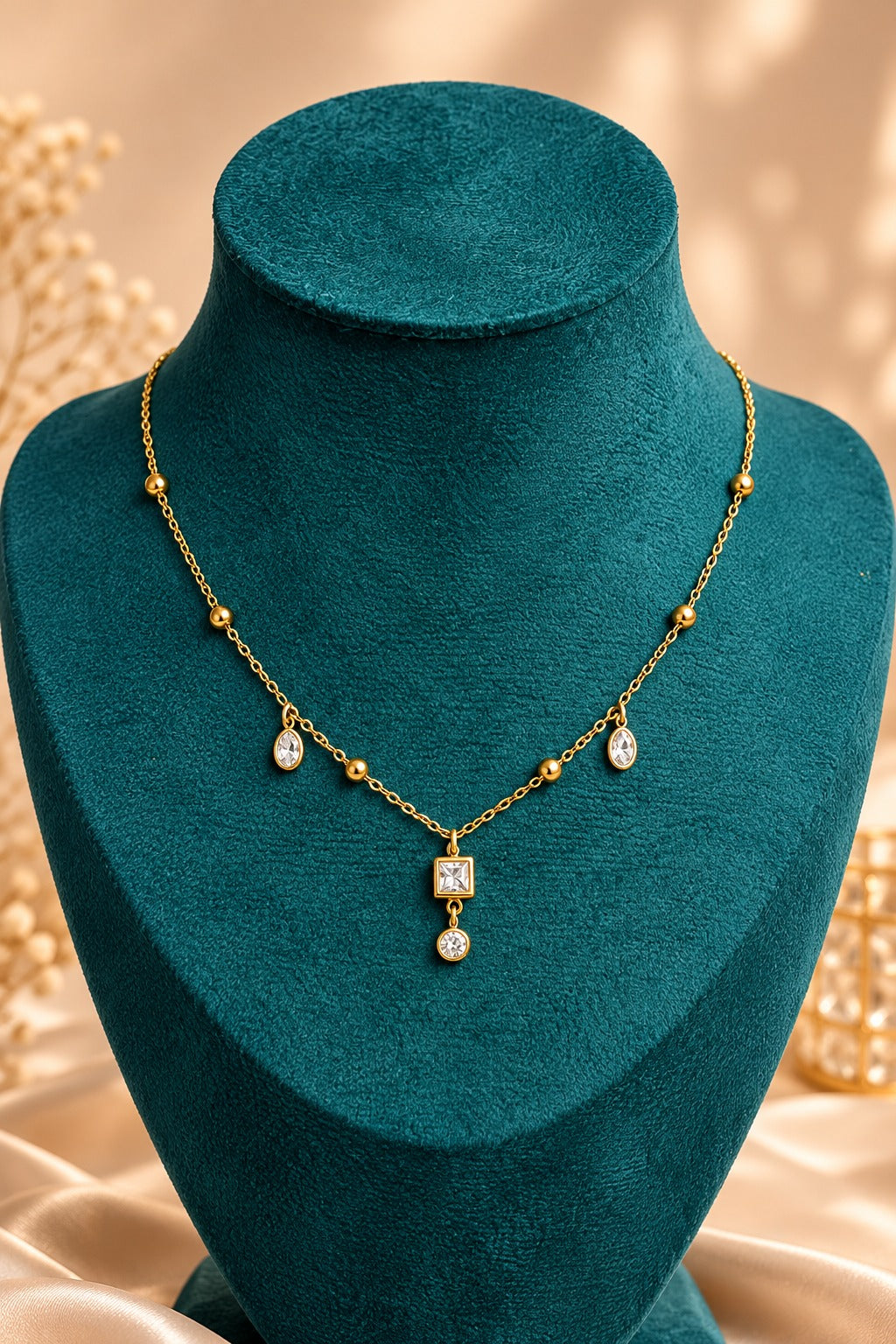 Crystal Drop Station Necklace