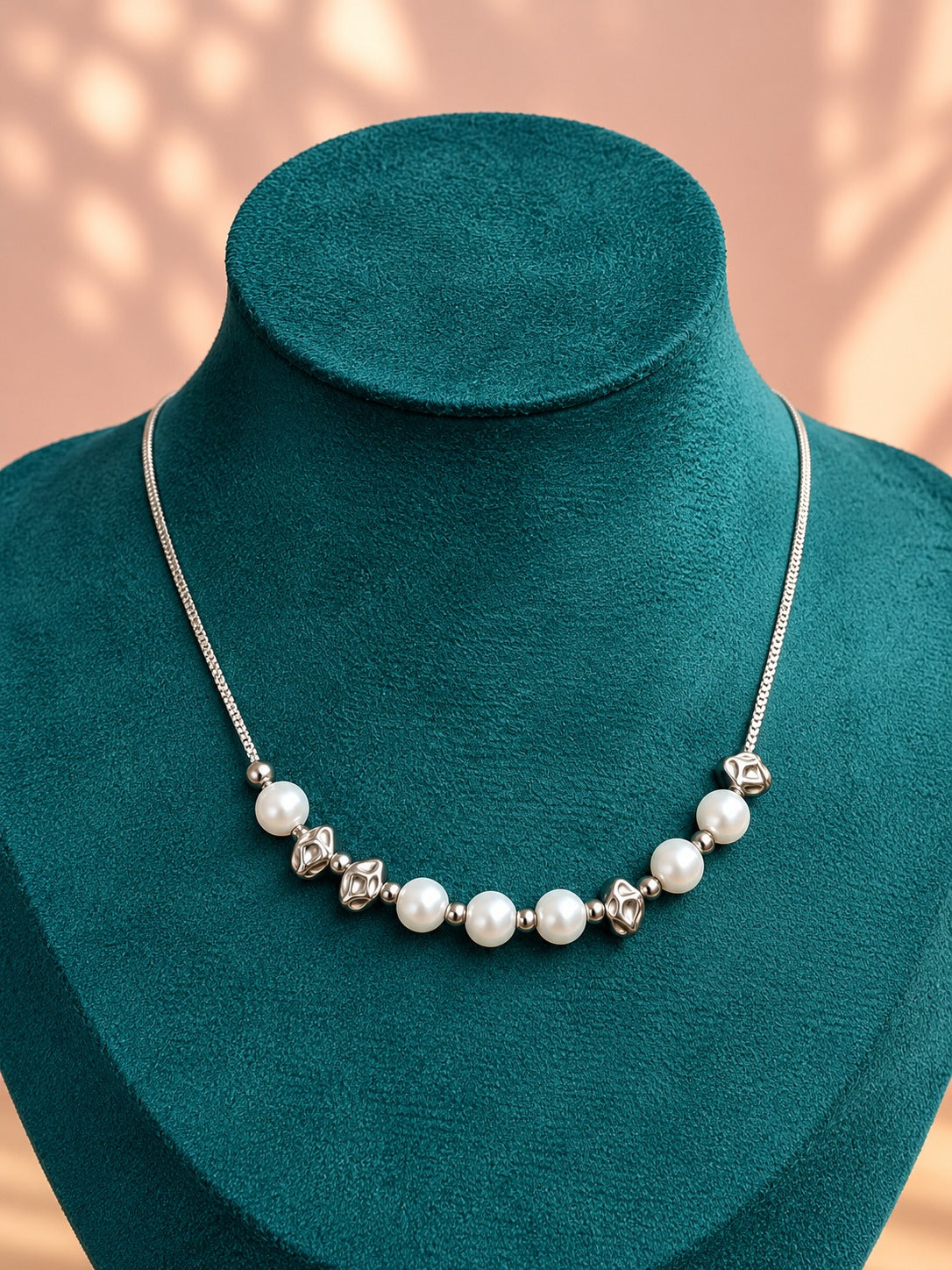 Pearl-Look and Silver Bead Necklace