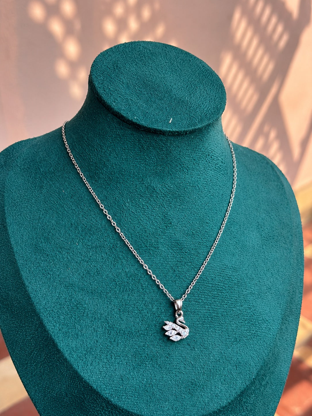 Silver Swan Pendant Necklace