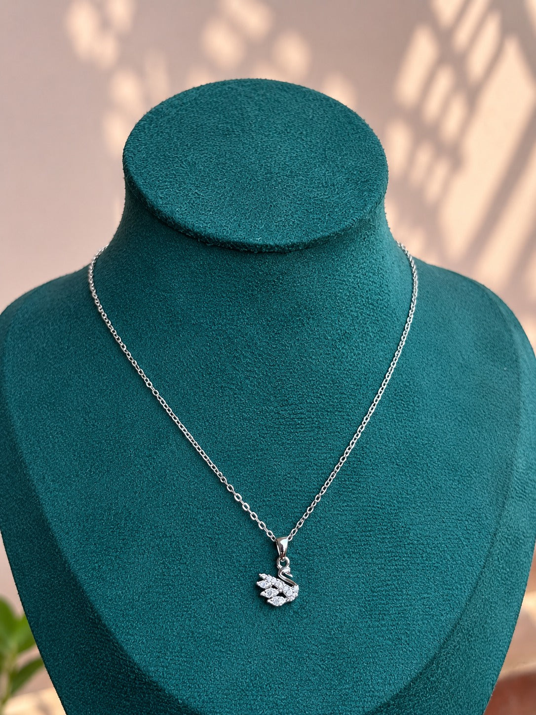 Silver Swan Pendant Necklace