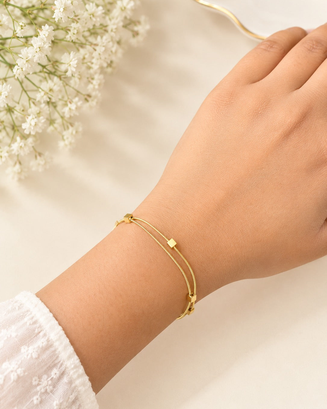 Double Strand Cube Bead Bracelet