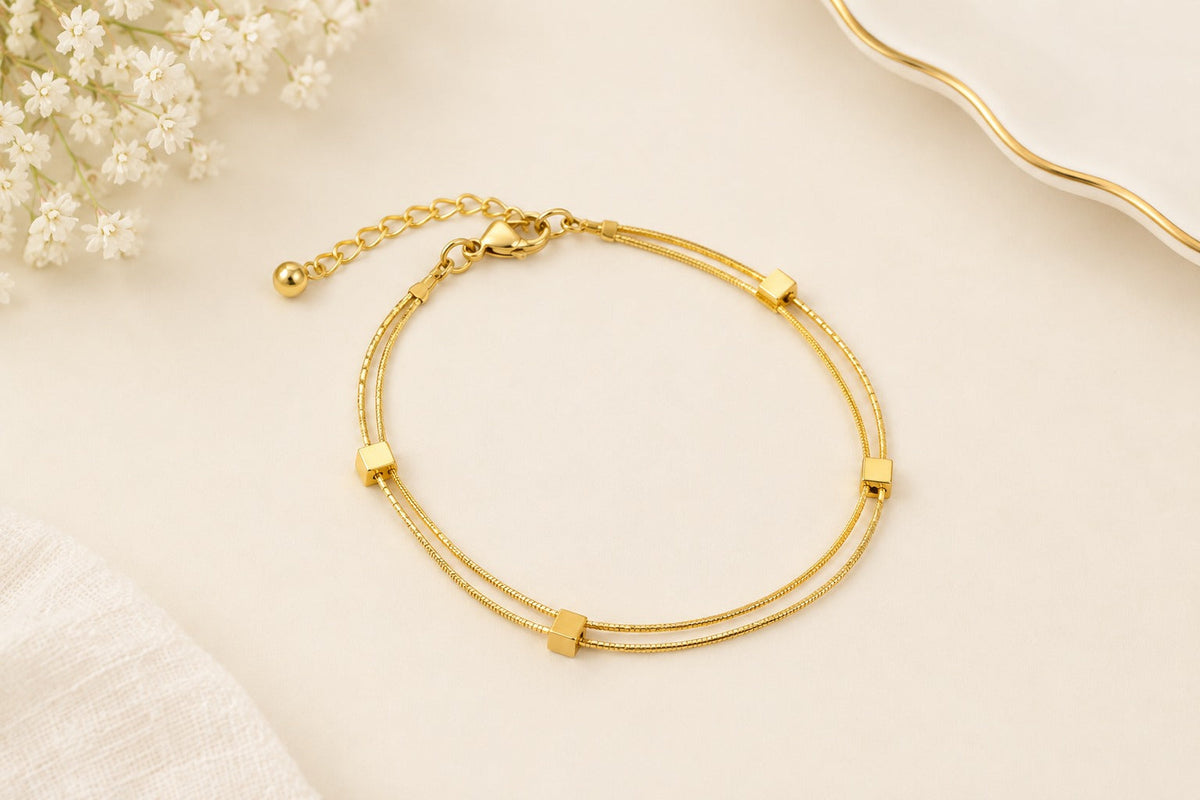 Double Strand Cube Bead Bracelet